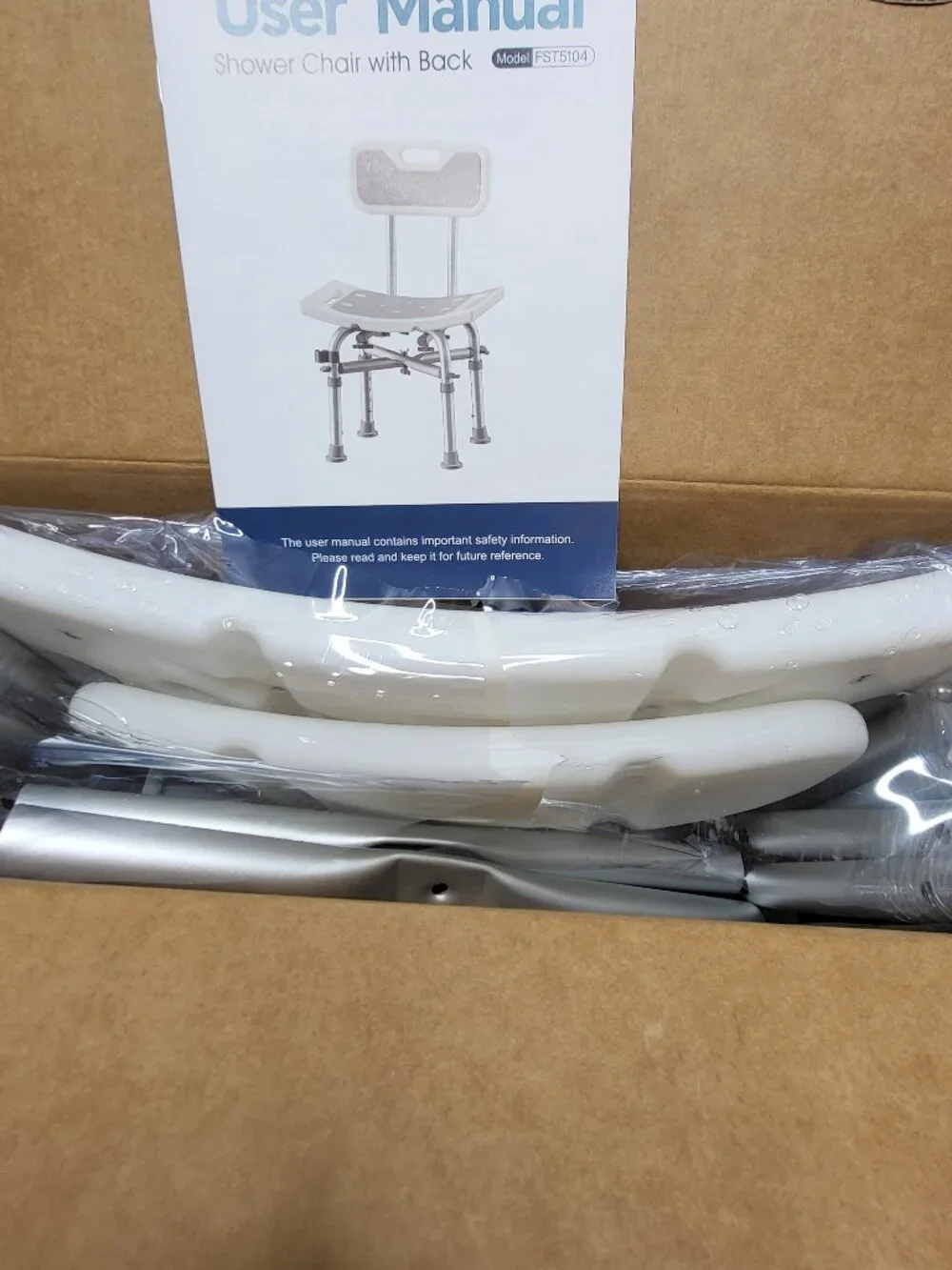 Bluelog Shower Chair with Back New Open Box Unisex Adult Bathing Accessory